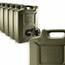 BigDean 5 Stück Benzinkanister 20L in Olivgrün mit flexiblem Ausgießer - Kraftstoffkanister für Benzin & Diesel - Kanister Dieselkanister Reservekanister - Made in Germany Angebot bei HelloDeals