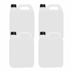 Kanister mit Schraubverschluss für Flüssigkeiten, Fassungsvermögen 5 Liter (4er-Set) – ideal für Wasser, zur Aufbewahrung und zum Transport von Flüssigkeiten, Ölen, Kraftstoffen, weiß, transparent Angebot bei HelloDeals