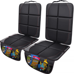 Gimars Kindersitzunterlage Autositzschoner, 2 Pack, [ISOFIX GEEIGNET], XL Dicker Universeller Sitzschoner Auto Kindersitz, wasserdichte Sitzschutz Auto Kindersitz mit 2 Netztaschen für SUV, Limousine Black