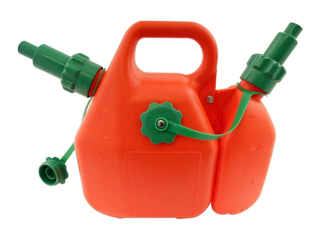 SECURA Doppelkanister für Motorsägen 6L + 2,5L Kombikanister mit Einfüllsystem | Einfüllstutzen Kanister Kettensäge für Sonderkraftstoff Motorsäge | Kettensäge Benzin Zubehör Forst Zubehör