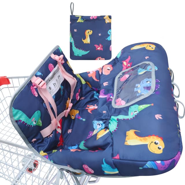 2in1 Einkaufswagenschutz und Hochstuhlabdeckung für Babys & Kleinkinder,Weich und Bequem Tragbar Maschinenwaschbar Sitzabdeckung für Jungen & Mädchen Dinosaurier
