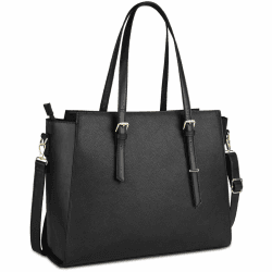 NEWHEY Handtasche Damen Shopper Damen Große Schwarz Gross Laptop Tasche 15.6 Zoll Elegant Leder Umhängetasche für Büro Arbeit Schule