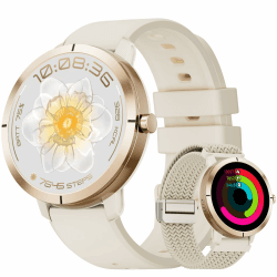 DREMAC Smartwatch Damen Rund,Integriertes GPS,10 Tage Akku,1.35″ Amoled Display,Aluminiumgehäuse,Bluetooth Anruf,170+ Trainingsmodi,5ATM Fitness Tracker mit Herzfrequenz,SpO2,Schlaf-Tracker,Rosa Gold DM5-B