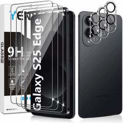 Yenwen Schutzfolie für Samsung Galaxy S25 Edge 5G für Panzerglas, 3 Stück Displayschutz mit 3 Stück Kameraschutz für Samsung S 25 Edge, 9H Härte Schutzglas Handy Folie HD Klar Panzer Schutz Glas Samsung S25 Edge