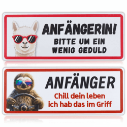 Fahranfänger Magnetschild 20x8cm - Anfänger Schild Auto, Magnetschild mit Spruch & witzigem Motiv, Geschenke zum Führerschein(Jungs & Alpaka)