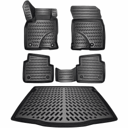 ELMASLINE 3D Gummimatten + Kofferraumwanne Set für Ford KUGA 3 (III) 2019-2026 | Fußmatten Hoher Rand