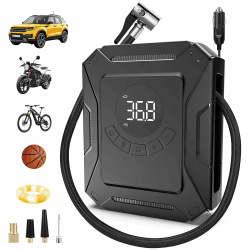 Weinsamkeit 12V Auto Kompressor mit LCD-Display, Autoreifen Pumpe Luftpumpe mit Abschaltautomatik & Voreinstellung, Tragbarer Reifenfüller für Auto, SUV, Motorrad, Fahrrad & Ball Angebot bei HelloDeals