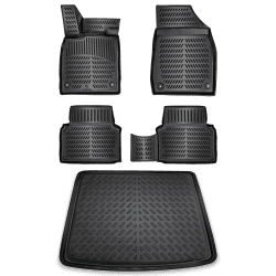 ELMASLINE 3D Gummimatten & Kofferraumwanne Set für Skoda ENYAQ iV 2021-2025 (Passt nur in den Oberen Ladeboden) | Zubehör | Fußmatten + Kofferraummatte