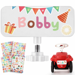 Enhon Aluminium Weiß Individuelles Nummernschild für Big Bobby Classic und New, 1 Fest Verstellbare Bolzen, 3 Buchstabenaufkleber, 1 Geburtstagsaufkleber, Namensschild für das Rutschfahrzeug Angebot bei HelloDeals