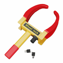 Relaxdays Radkralle für PKW, Parkkralle Sicherheitsschloss, Anhänger & Wohnwagen, Diebstahlschutz Auto, Stahl, gelb-rot Angebot bei HelloDeals