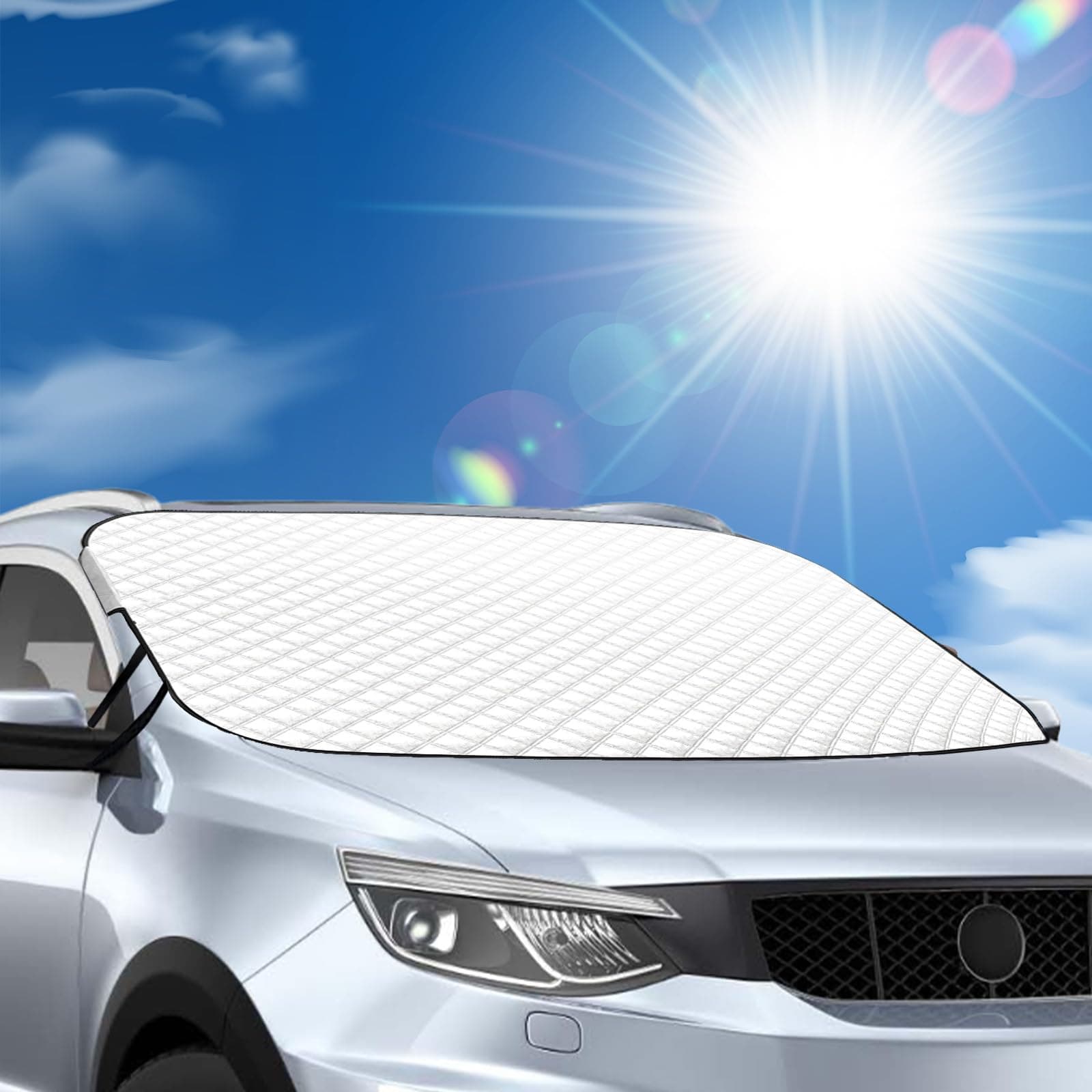 Oizemori Frontscheibenabdeckung, Faltbare Frontscheibenabdeckung, Winter Sommer Scheibenfrostschutz Abdeckung, Ultra-Dick gegen Strahlung, Hitze, Sonne und Staub, Passend für die meisten Autos Angebot bei HelloDeals