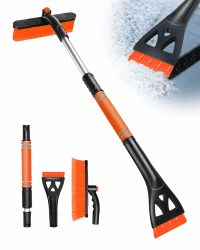 Eiskratzer Auto mit Besen, 3 in 1 Erweiterbar Abnehmbarer Eisschabe, Auto Schneebesen und Reinigungsbürste mit 360 Grad Bürstenkopf, 80cm Lange Schneeschaufel für Auto SUV LKW Windschutzscheibe Schwarz Und Orange Angebot bei HelloDeals