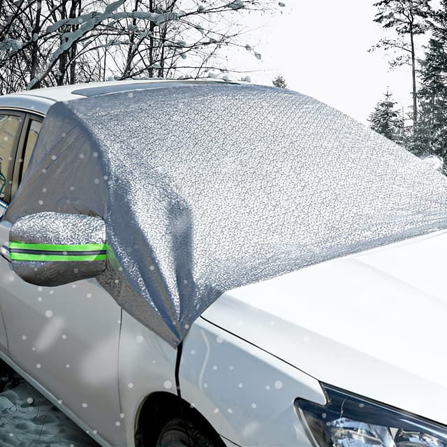 Frontscheibenabdeckung Winter, Windschutzscheibenabdeckung, Scheibenabdeckung Auto Winter und Sommer, Übergröße Frostschutz Auto Frontscheibe für Autos SUVs Vans