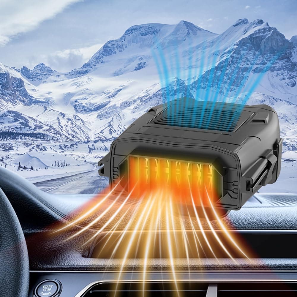 OBEST Auto Heizlüfter 12V,Tragbar heizung mit zigarettenanzünder,Windschutzscheiben Defroster Demister,Kühlventilator,360° Rundum-Luftversorgung,Geeignet für kleine und mittelgroße Fahrzeuge