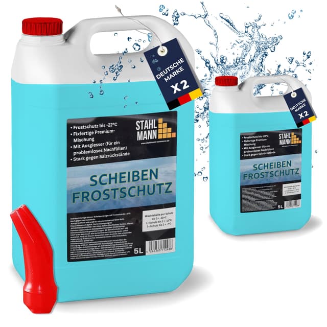 STAHLMANN® Scheibenfrostschutz 2x5 L [MADE IN GERMANY] - ScheibenfrostschutzKonzentrat für klare Sicht – Scheibenfrostschutzbis -22°C