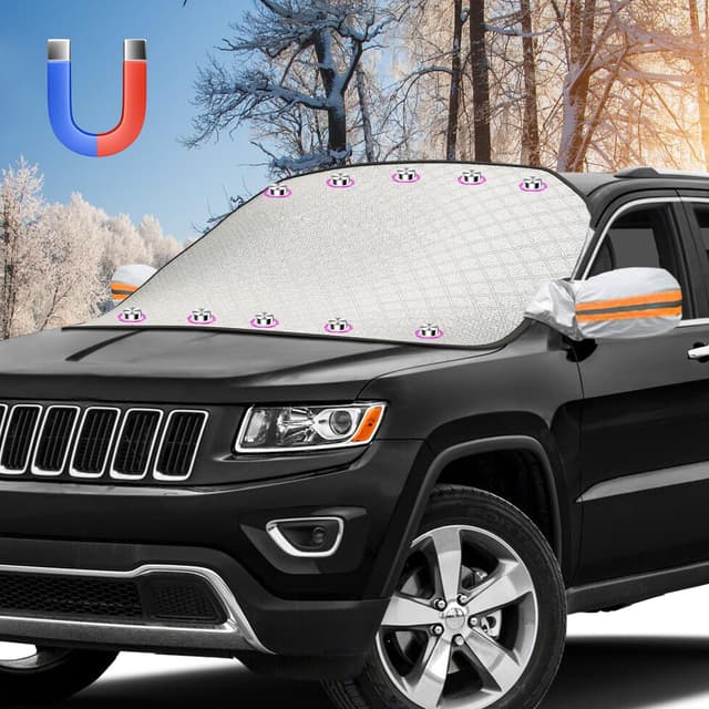 Frontscheibenabdeckung Auto,Frostschutz Auto Frontscheibe Ultra-Dick Scheibenabdeckung Winter Groß Abdeckung Windschutzscheibe Auto 10 Magnetische Windschutzscheibenschutz Auto für SUV LKW Auto