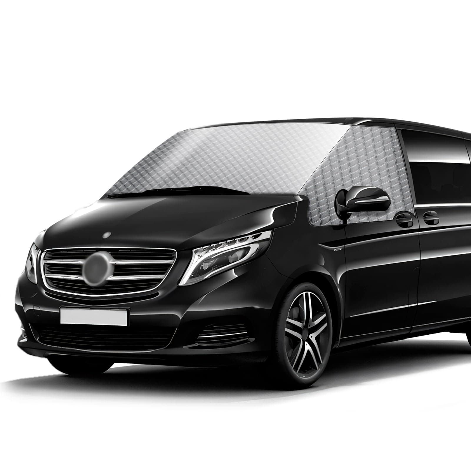 MaxAwe Auto Windschutzscheiben Abdeckung für Vito W639&W447, 100% Verdunkelnd Frontscheibe Schnee Frost EIS Wrap Cover, Winddichter Wasserdichter Anti-UV/Ice/Frost Scheibenfrostschutz für Frontscheibe Silber für Vito W639&W447