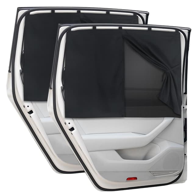 DIZA100 Sonnenschutz Auto Baby, 2 Pack Magnetisch Doppelschicht Sonnenschutz Kinder/Auto Vorhang UV Schutz & Verdunkelung Autofenster Hitzeschutz Vorhang für Seitenscheibe Schwarz-Magnete
