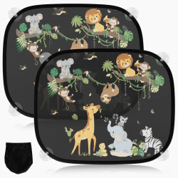 2 Stück Sonnenschutz Auto Baby mit UV Schutz, Sonnenblende Auto Kinder 45x36.5 cm mit 8 Saugnäpfen und Süßen Tier (Rebe Tiere) Angebot bei HelloDeals