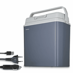 MEDION mobile elektrische Kühlbox 2in1 Kühlen und Wärmen (24 Liter, Thermo-elektrisch, Mini Kühlschrank, 3in1 Anschluss 5V USB, 12V & 230V, für Auto Reisemobil Camping Garten Schwimmbad, MD13011) Angebot bei HelloDeals