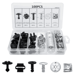 JatilEr 100 Stück Befestigungsclips Auto Clips Set, 6 Arten Auto Befestigung Clips Nylon Stoßstange Karosserie Clip Teile Motor Under Cover Spritzschutz Unterboden Schraube Kühlerabdeckung Trim Clips Angebot bei HelloDeals