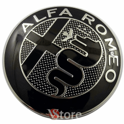 2 Emblems Compatible with Alfa Romeo Car Logo 74mm New Black for Front and Rear Bonnet Emblem Metal Badges Angebot bei HelloDeals