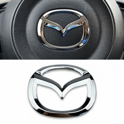 DADYM 1 Psc Emblem Schwarz für Mazda 3 6 CX-3 CX-5 CX-9,4.5cm X 5.7cm Emblem Logo Aufkleber für Lenkrad Zubehör/Motorhaube Vorne und Hinten und Kofferraum Logo Key Remote Control Emblem,Silver Angebot bei HelloDeals