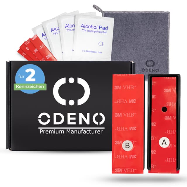 ODENO® Magnet Kennzeichenhalter im Set für 2 Kennzeichen - für jedes Kennzeichen und Auto - rahmenlose Nummernschildhalter für Deutschland und Österreich MAGNET - für 2 Kennzeichen