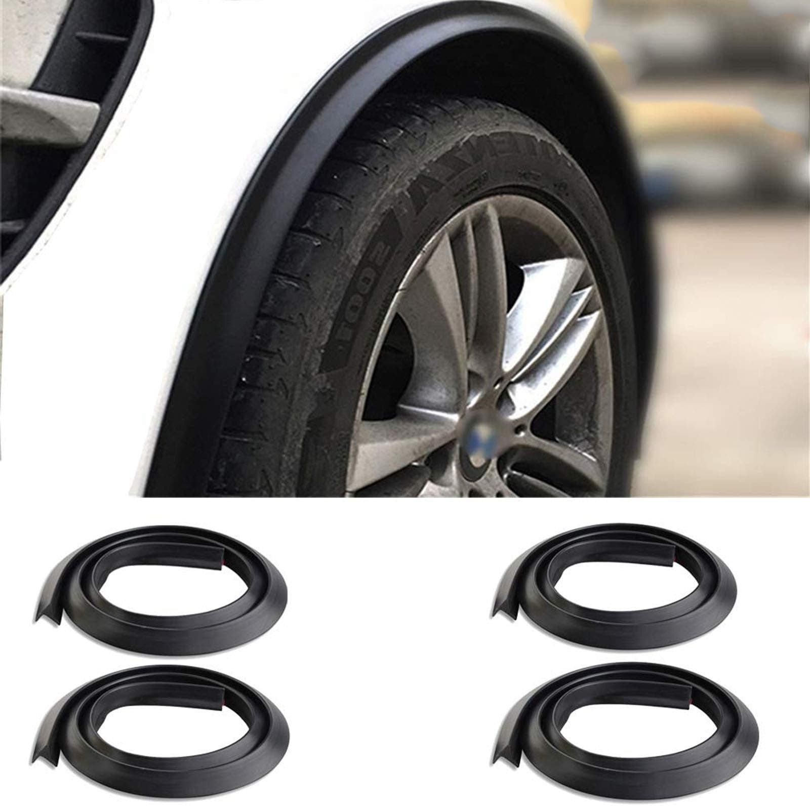 DuDuZui 1,5m Universal Mudguards Auto Rad Fender Verlängerung Formung Flares Autos Reifen Augenbrauen Trim Strip Stick Out Edge für Auto-Protektor und Dekoration, Packung mit 4 STK