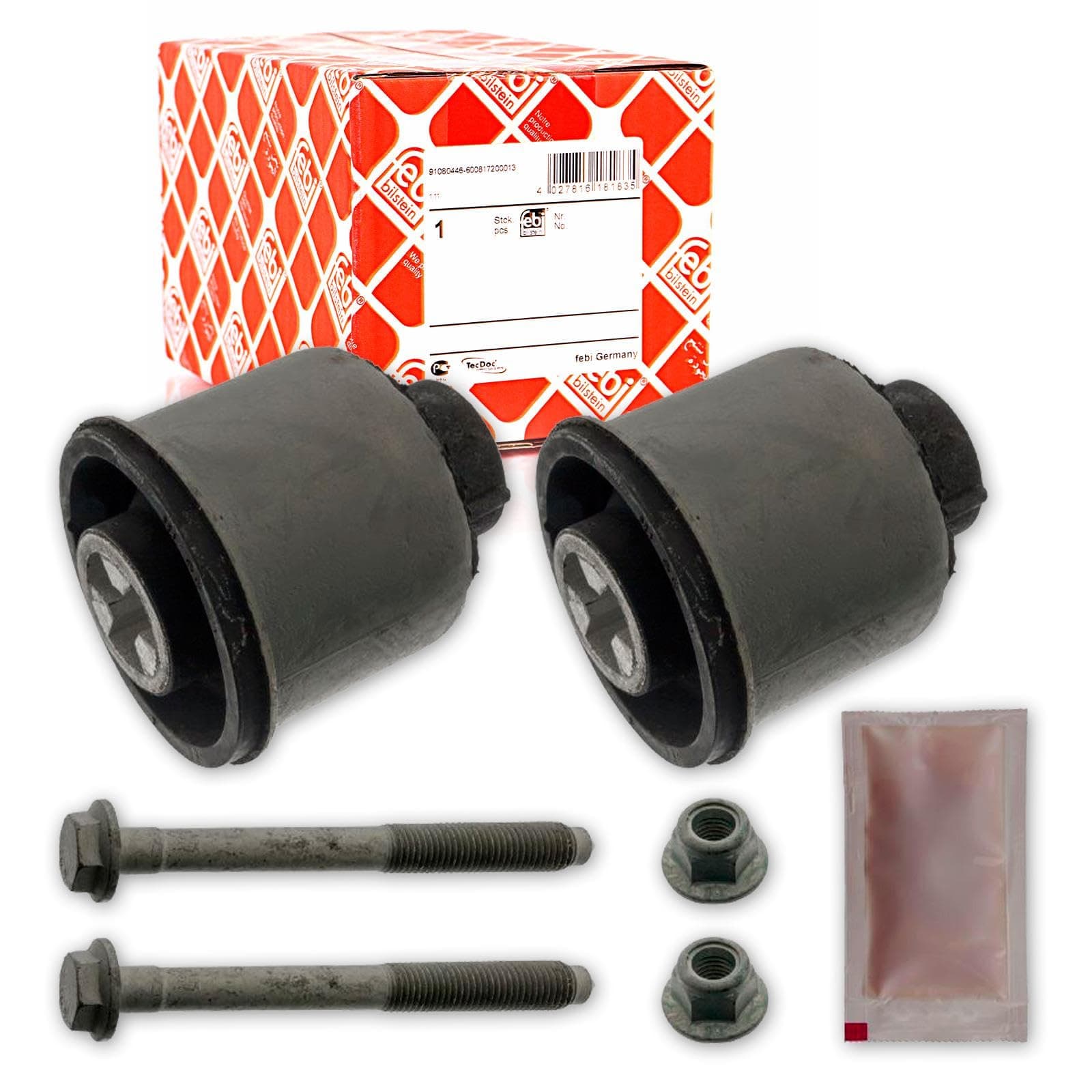 febi bilstein 31722 Achskörperlagersatz mit Schrauben, Muttern und Fett, 1 Stück, Schwarz Single