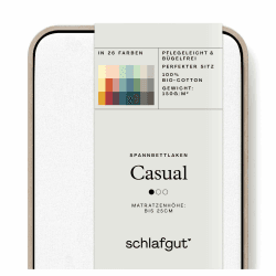 Schlafgut Casual Spannbettlaken 180x200cm bis 200x200cm - 100% Biobaumwolle, Oeko-TEX Zertifiziert, Full-White, Matratzenhöhe bis 25cm Full-white XL 180x200cm - 200x200cm Angebot bei HelloDeals