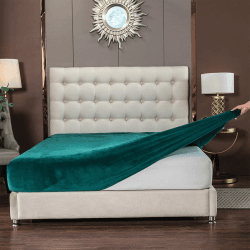 Soifox Jersey Warm Spannbettlaken 180x200cm bis 200x200 Plüsch Fleece Samtweich Kuschelig Flauschig Cashmere Touch Bettlaken Dunkelgrün mit Gummizug 180-200 x 200 Dunkelgrün Angebot bei HelloDeals