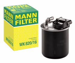 MANN-FILTER WK 820/16 Kraftstofffilter - für Pkw + Transporter Inlinefilter (Anschlüsse oben) Angebot bei HelloDeals