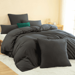 Nesture Winter Warme Thermo Fleece Bettwäsche 200x200, Kuschelig weich Bettwäsche Sets 3 teilig, 1 Bettbezug 200x200cm flauschig + 2 Kissenbezug 80x80 mit Reißverschluss, Anthrazit 3Teilig | 200x200cm 01 - Anthrazit Angebot bei HelloDeals