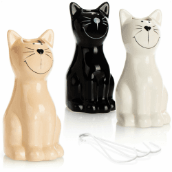 com-four® 3X Luftbefeuchter Heizung - Heizkörper Luftbefeuchter in weiß, schwarz, beige - Heizung Wasserverdunster aus Keramik im Katzendesign (03 Stück - Katze) Angebot bei HelloDeals