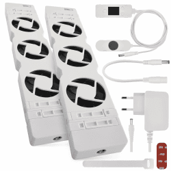 EMOS Heizung-Ventilator zum Sparen von Energie und Heizkosten, Starterset DUO, 2 Stück Heizgebläse inkl. Temperatursensor mit Regler, Ladegerät und Zubehör, Luftdurchsatz 36 m3/h pro Ventilator Angebot bei HelloDeals