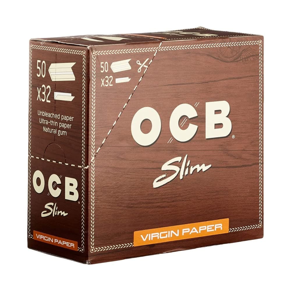 OCB Unbleached Slim Virgin Paper, langes Papier, Braun, 12,5 cm 11,5 cm breit x 5,5 cm hoch Single
