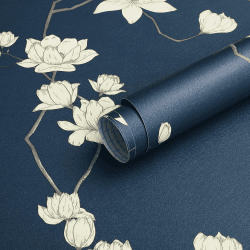 Fiula Selbstklebende Tapete Klebefolie Möbel Blumen 44CMx10M Möbelfolie Selbstklebend Wasserdicht DIY Blumentapete Vinyl Wrap Dekorfolie Wohnzimmer Schlafzimmer Marineblau Beige Vintage Wallpaper 0.4W x 10L m Marineblau Angebot bei HelloDeals