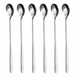GRÄWE Latte Macchiato Löffel Set, Gold, 6-teilig, 22 cm, Lange Löffel, Cocktaillöffel, Dessertlöffel, Eislöffel, Löffel für Eiskaffee, Edelstahl, spülmaschinengeeignet Silber Angebot bei HelloDeals