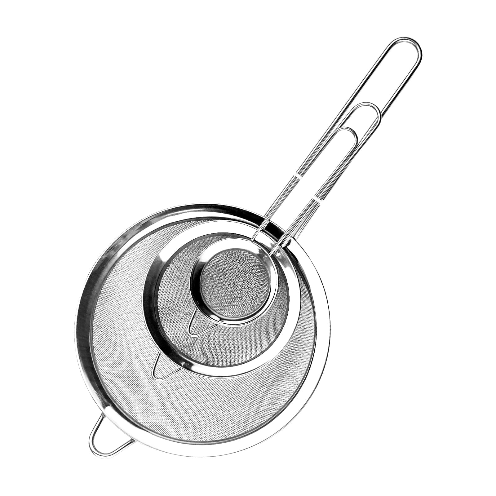 Avesteir 3 Stück Sieb Set 19/25/37 cm, Küchensieb Edelstahl, Poliert Metall Feinmaschiges Seiher mit Verstärktem Griff Perfekt zum Abtropfen Nudeln, Quinoa, Siebenr, Gemüse, Obst, Tee, Puderzucker