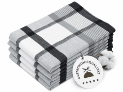 ZOLLNER 4er Set Geschirrtücher Baumwolle in 50x70 cm - saugstarke und robuste Küchentücher - waschbar bis 60°C – in schwarz kariert - Gastronomiequalität - Oeko Tex® Zertifiziert Angebot bei HelloDeals