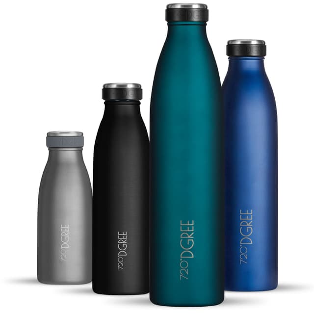 720°DGREE Edelstahl Trinkflasche “milkyBottle” - 750ml - BPA-Frei, Auslaufsicher, Kohlensäure geeignet - Thermosflasche für Sprudel, Sport, Uni, Schule, Fitness, Outdoor, Camping 750 ml 21 Smaragd Green | Grün