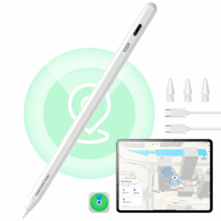 ESR Find My Stift für Apple iPad 2018-2025, Digital Pencil Pro mit „Wo ist?“ Funktion & Neigungssensitivität für iPad 11/10/9/8 & Air 13/11 & Pro 12.9/13/11 & Mini 7/6/5, Weiß(kein kabelloses Laden) Angebot bei HelloDeals