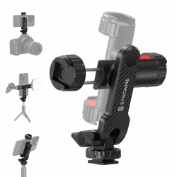 SYNCWIRE Handyhalterung für Stativ, Handy Stativ Adapter mit 2 Blitzschuhen und 1/4-Zoll-Standardschraube, 360° Drehbar und 180° Neigbar, Einstellbar, Kompatibel mit Smartphone, Kamera, Selfie-Stick Angebot bei HelloDeals