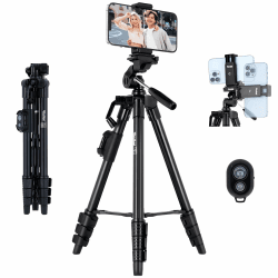 Rollei Smartphone Stativ Traveler, Handy Stativ mit Fernauslöser 120cm Aluminium Dreibeinstativ für Smart Phone Flexible Leicht Schwarz Tripod mit Smartphone-Halterung für iPhone Huawei Samsung Angebot bei HelloDeals