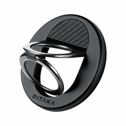 pitaka Handy Ring Halterung Magnetischer Griff Ring Halter mit Doppelring Einstellbar Fingerhalter Handy Ständer aus Aramidfaser für iPhone 17/16/15/14/13 Schwarz/Grau Angebot bei HelloDeals
