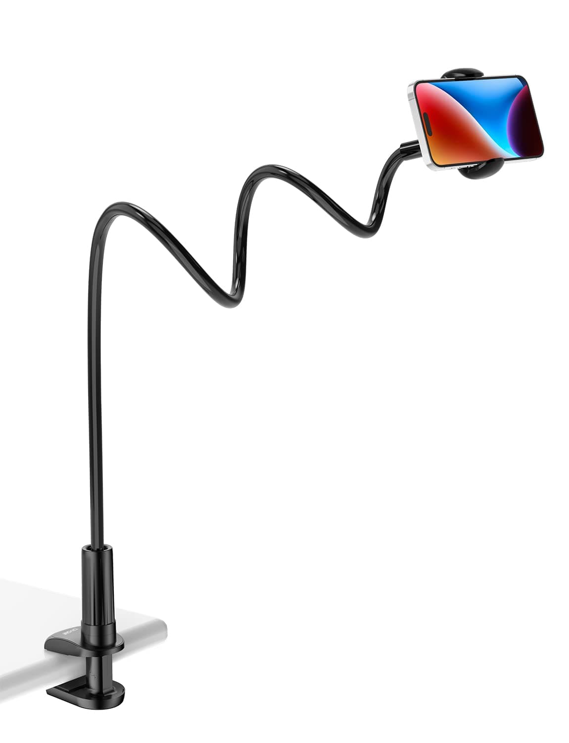 TRYONE Schwanenhals Handyhalter, Handy Halterung für Bett - Flexible Arm verstellbare Bett für iPhone 16 15 14 13 Pro XS Max XR X 8 7 6S Plus, Samsung S10 S9 S8 S7, 4-6,5 Zoll Handys, 70cm 01-Schwarz