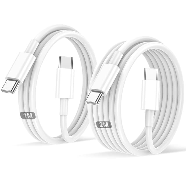 USB C auf USB C Kabel 2 Stück 1M+2M für IPhone Ladekabel für iPhone 17/Air/Pro/Pro Max,für IPhone 16/15/Plus/Pro/Pro max/für iPad Pro/Air/für MacBook Pro/Air handy TYPE C für Apple Schnellladekabel Weiß 1M+2M