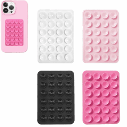 Leeneen Silikon-Saugnapf-Handyhüllen, freihändiges Fidget-Spielzeug, Spiegel, Dusch-Handyhalterung, Tiktok-Videos und Selfies (weiß, schwarz, rosa, hellrosa), 4 Stück Angebot bei HelloDeals