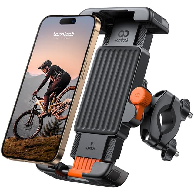 Lamicall Handyhalterung Fahrrad Lenker, Handyhalter Motorrad - [1s Schnellverschluss] Universal Handy Fahrradhalterung für Rennrad MTB Scooter, Handy Halterung FahrradLenker für 6-7 Zoll Smartphone Orange